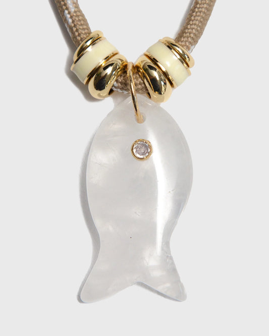 Crystal Quartz Fish Necklace