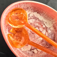 Load image into Gallery viewer, Pink Resin Serving Bowl with Orange Servers
