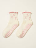 Load image into Gallery viewer, Bow Ruffle Pilates Grip Sock - Soft Pink
