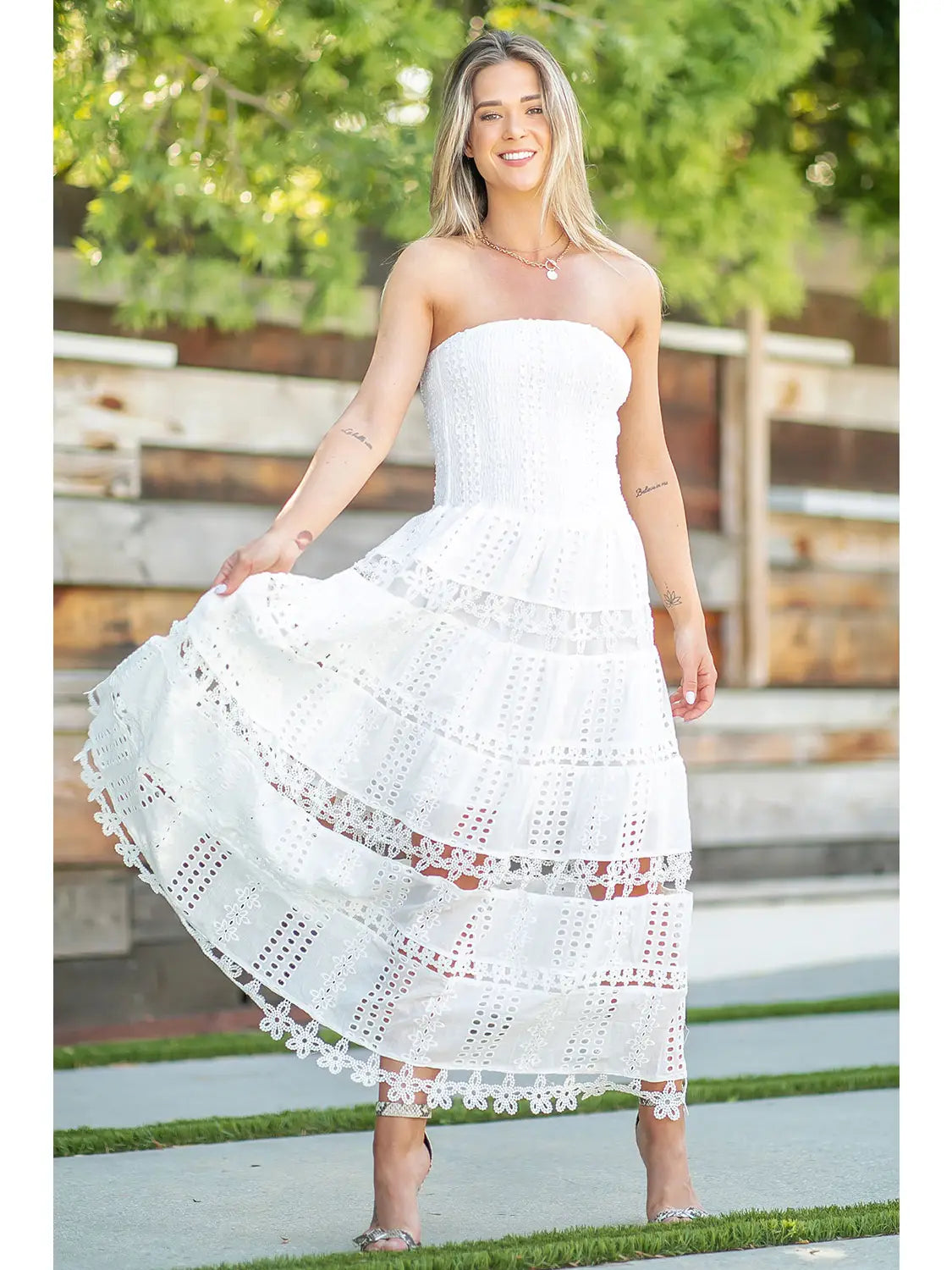 Eyelet Lace Tube Dress
