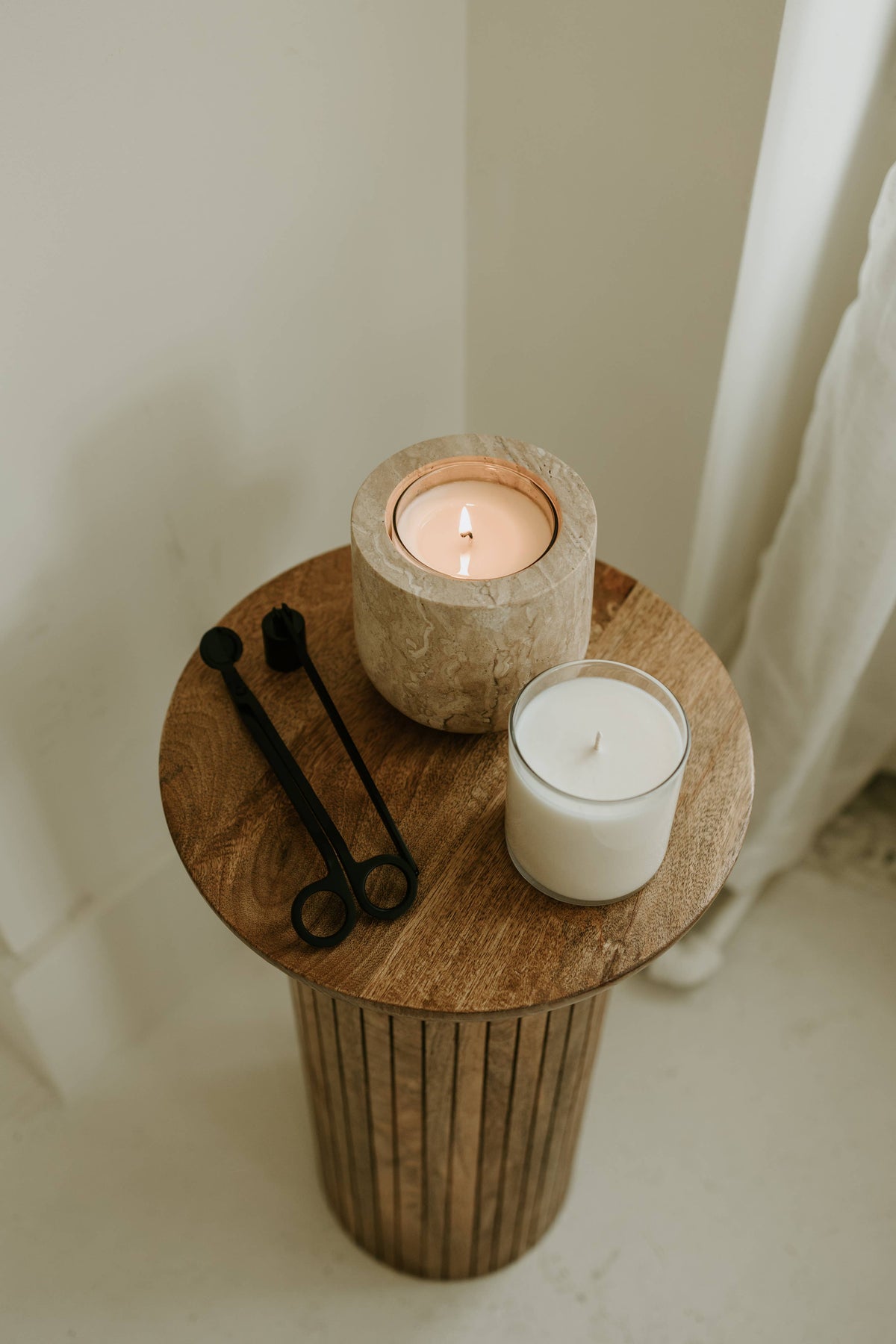 Beige Travertine Refillable Candle