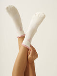 Load image into Gallery viewer, Bow Ruffle Pilates Grip Sock - Soft Pink
