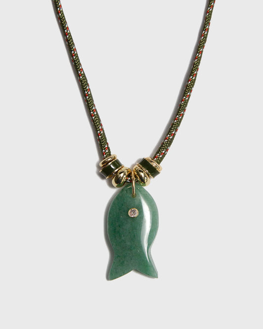 Green Agate Fish Necklace