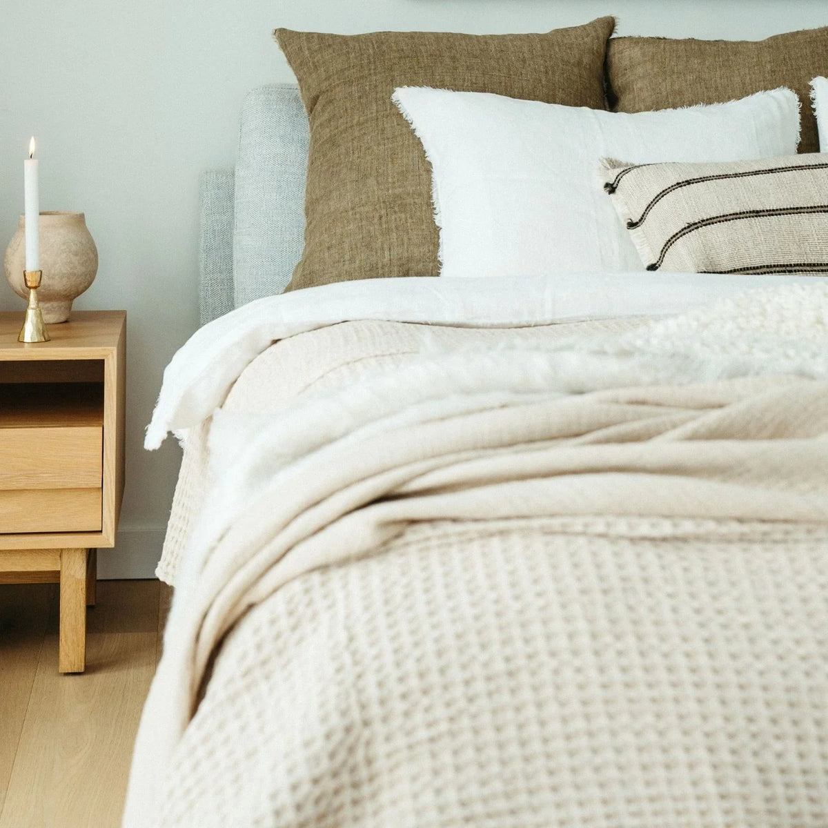 Lina Linen King Duvet Set - Ivory