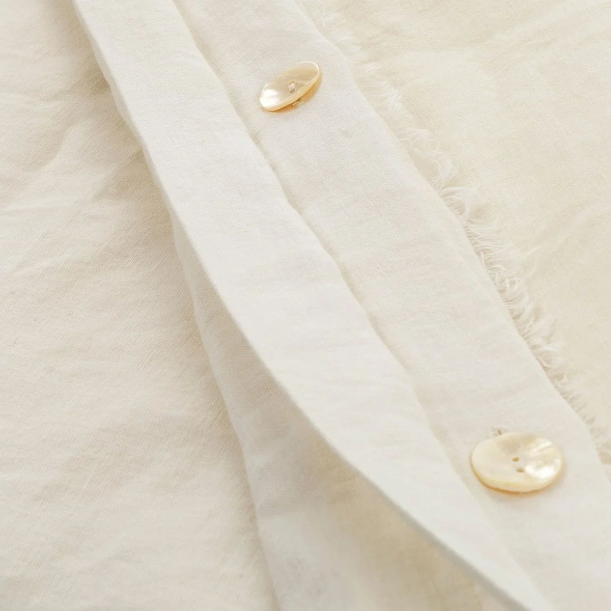Lina Linen King Duvet Set - Ivory