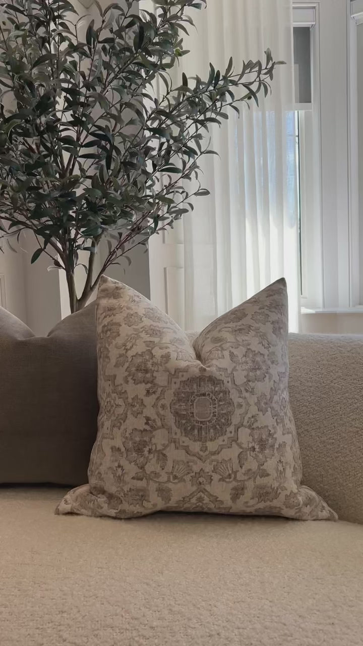 Grey Floral Pattern Pillow