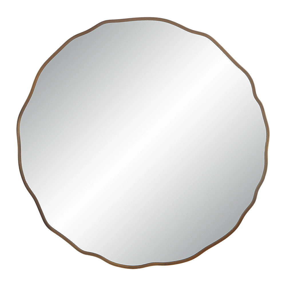 Benita Mirror Bern 40" Tall Round Irregular Antique Brushed Brass