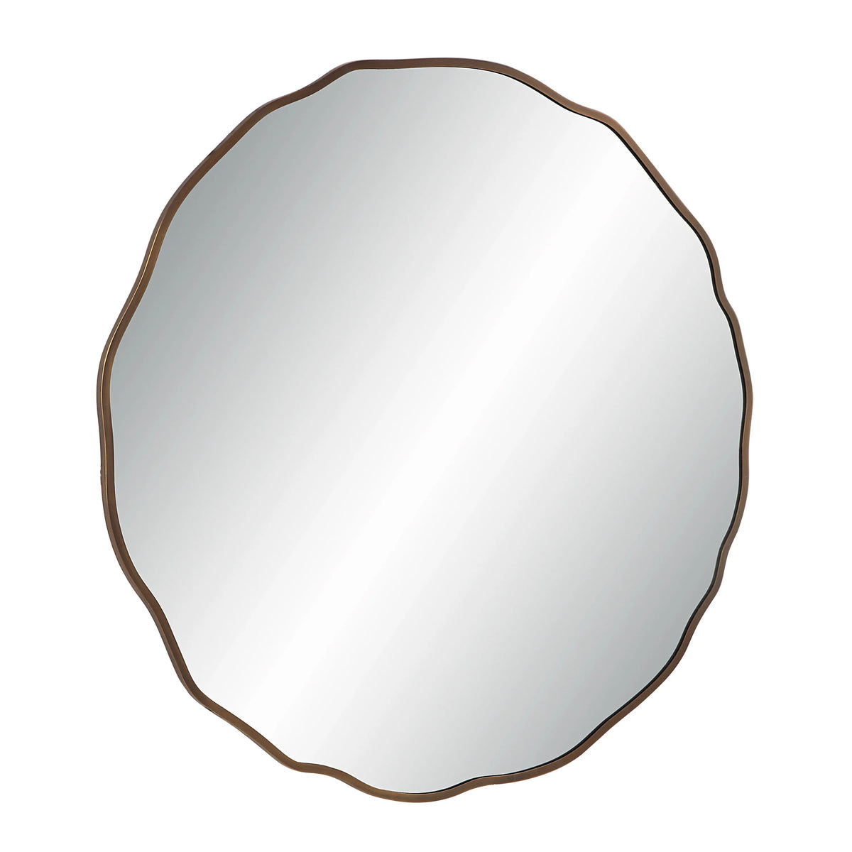 Benita Mirror Bern 40" Tall Round Irregular Antique Brushed Brass