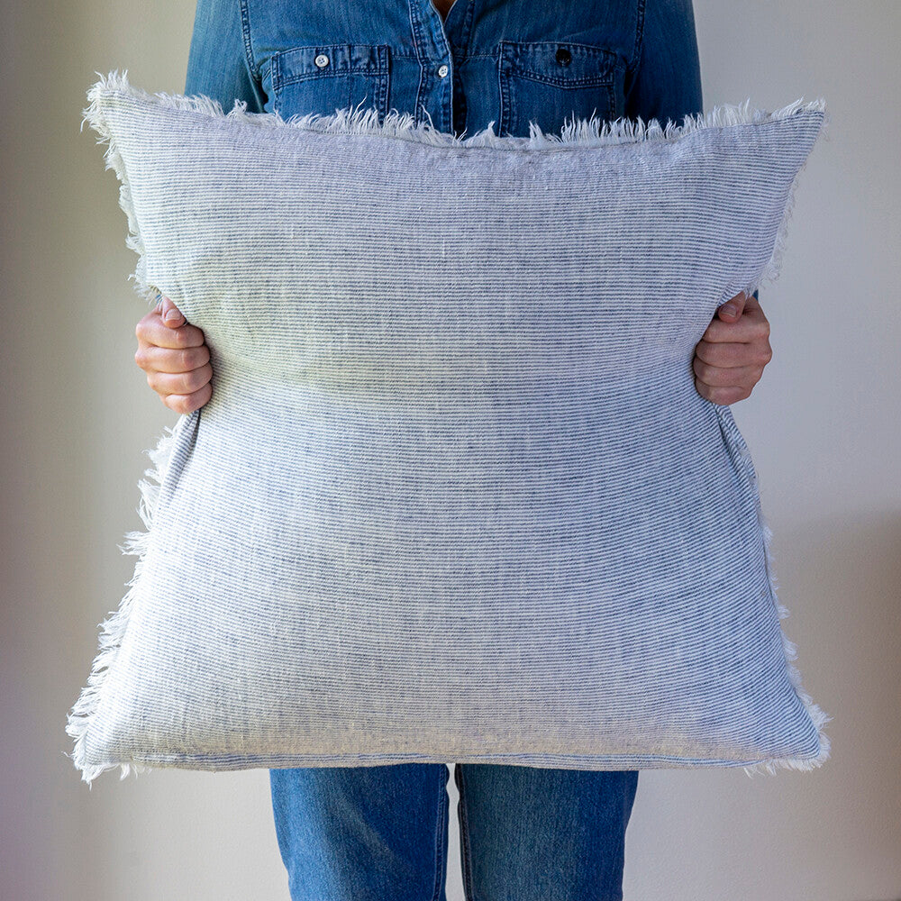 Lina Linen Pillow - Navy Stripe