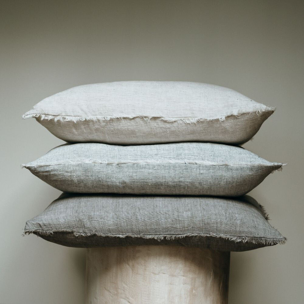 Lina Linen Pillow - Navy Stripe