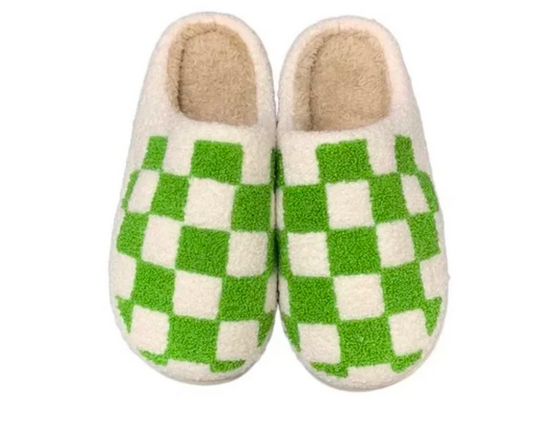 Green Check Slippers