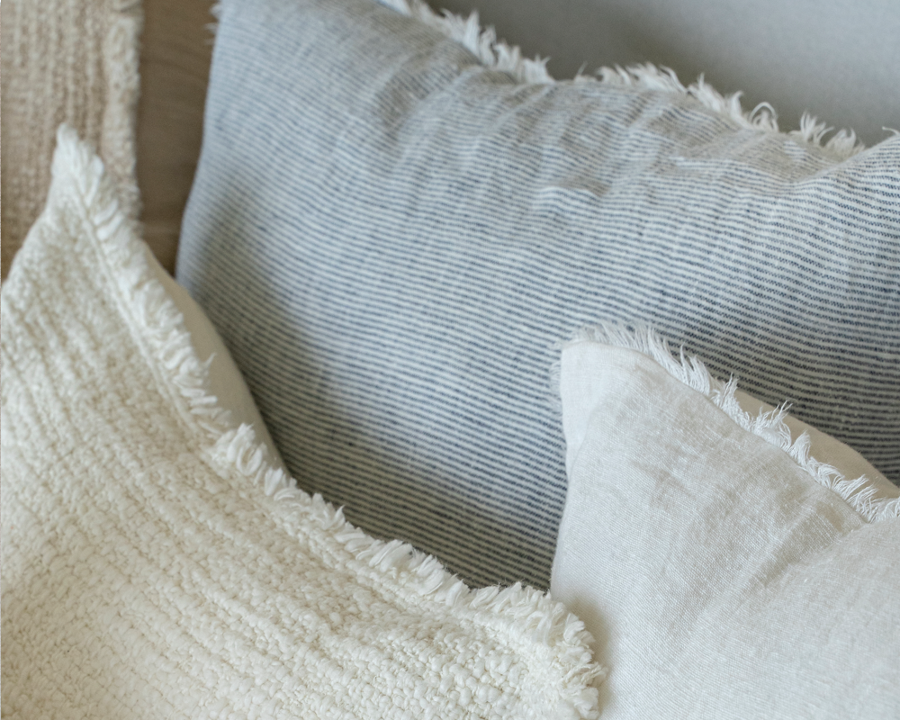 Lina Linen Pillow - Navy Stripe