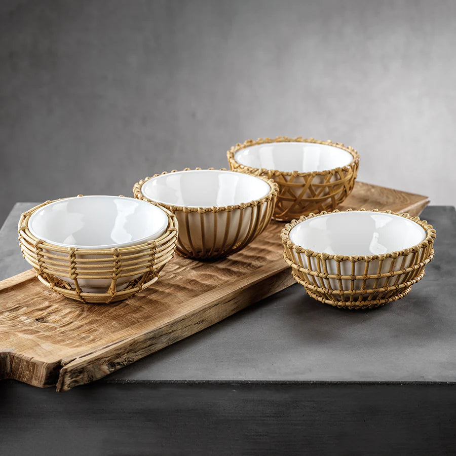 Wicker & Bamboo Condiment Bowl