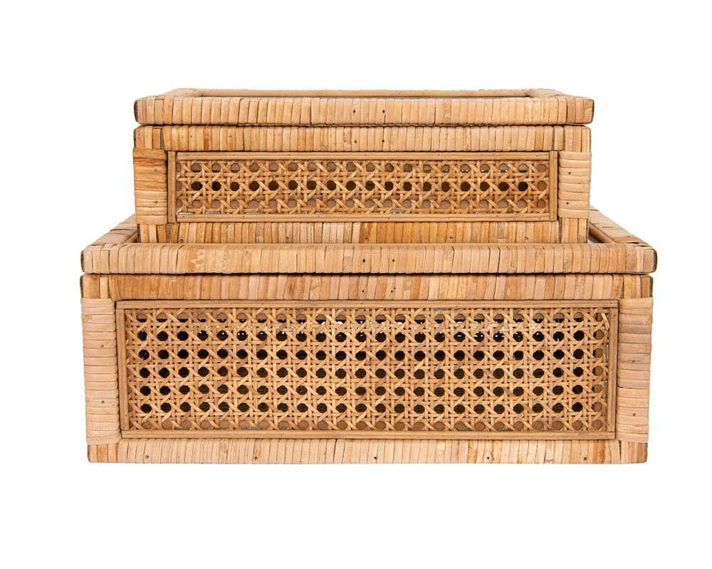 Woven Rattan Lidded Box