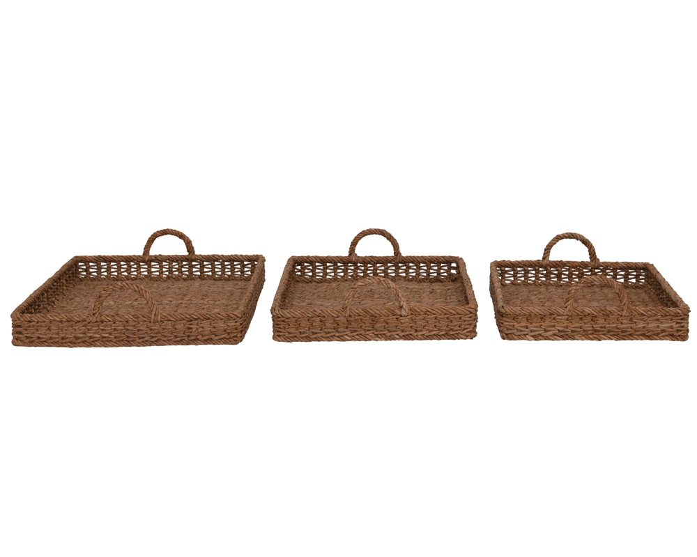 Decorative Hand-Woven Trays with Handles