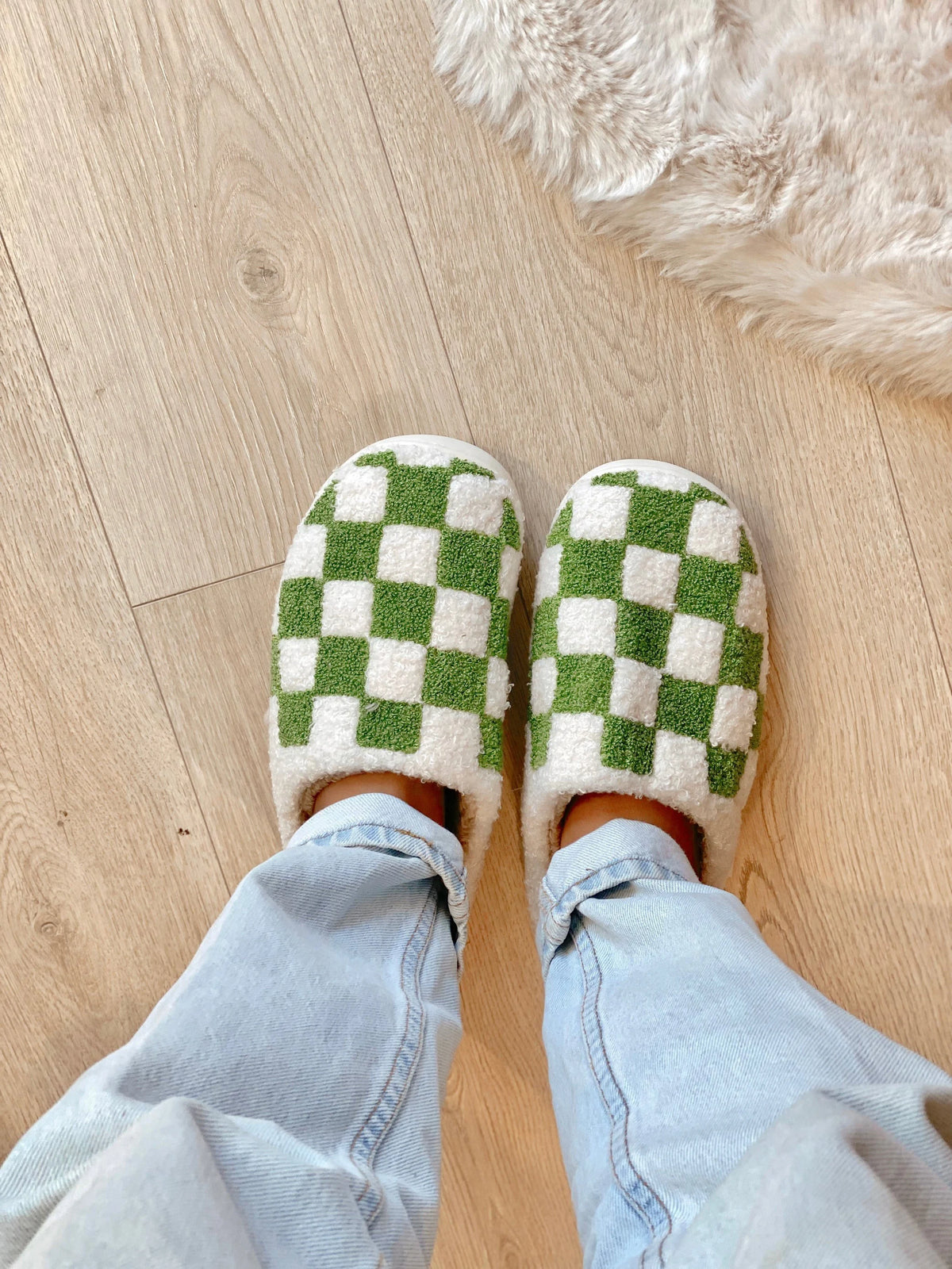 Green Check Slippers